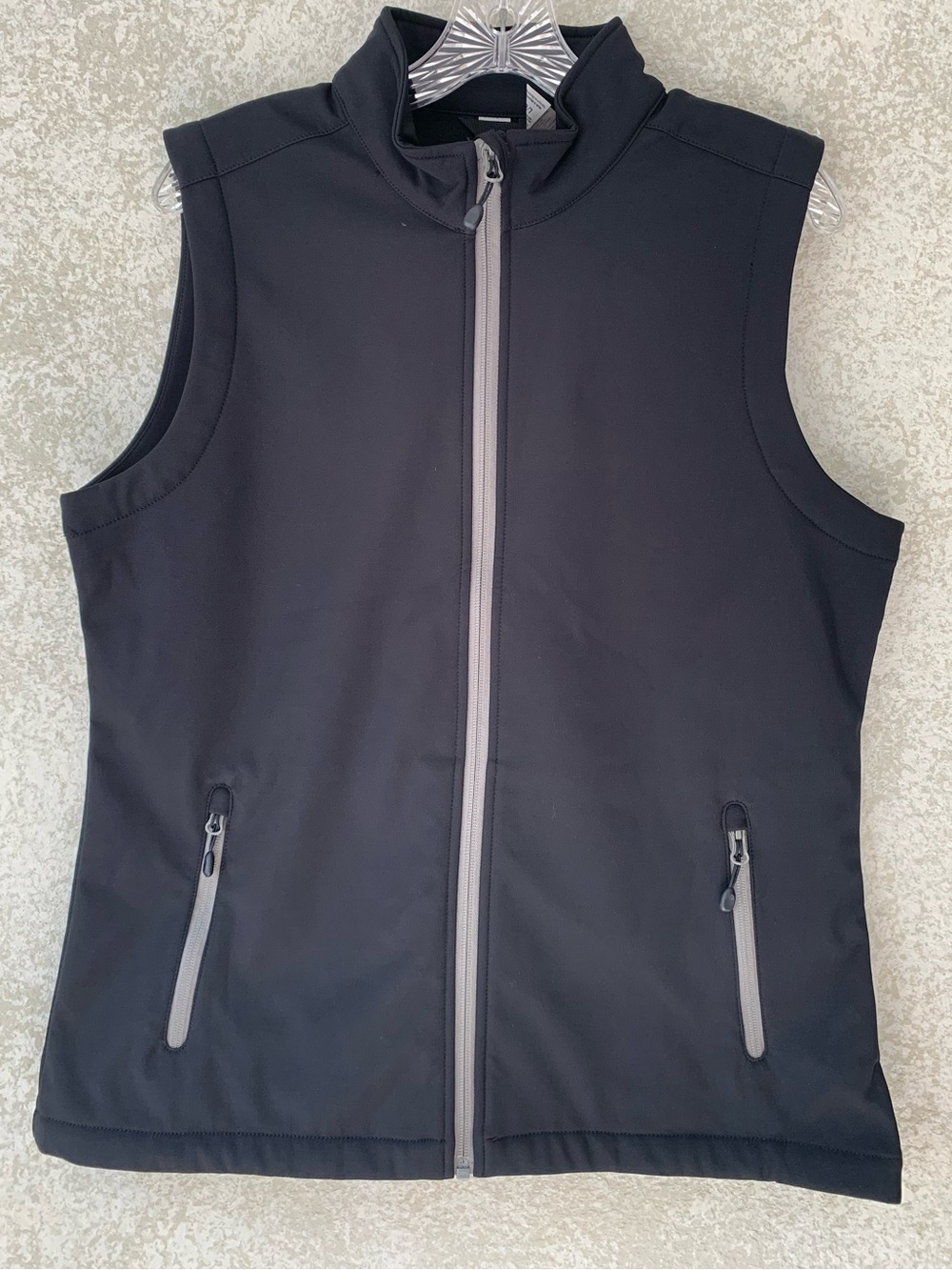 Women's Black Softshell Vest with Grey Trim - Performance Layer